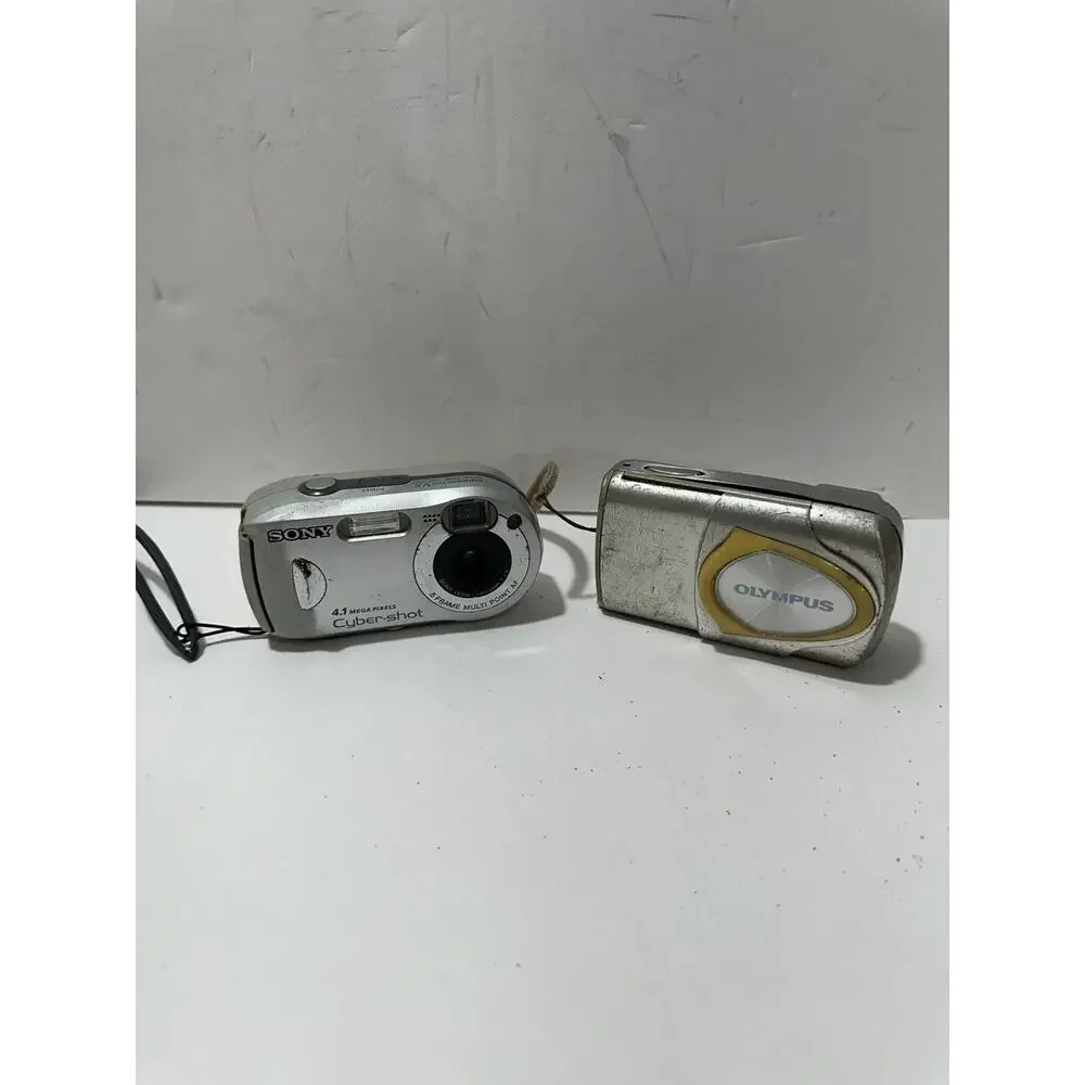 Lot of 2 Digital‎ Cameras NOT Working Sony Cybershot 4.1 Pm + Olympus Stylus 300